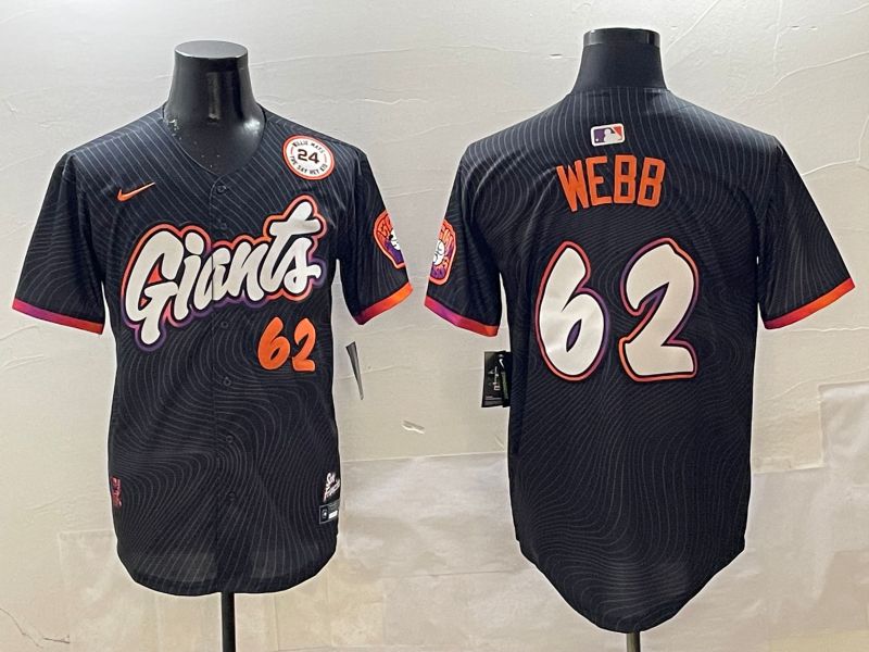 Men San Francisco Giants #62 Webb Black Joint Name Nike 2025 MLB Jersey style 22->san diego padres->MLB Jersey
